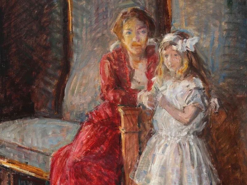 1875-Hugo Larsen - Interno con donna e bambina - 1916